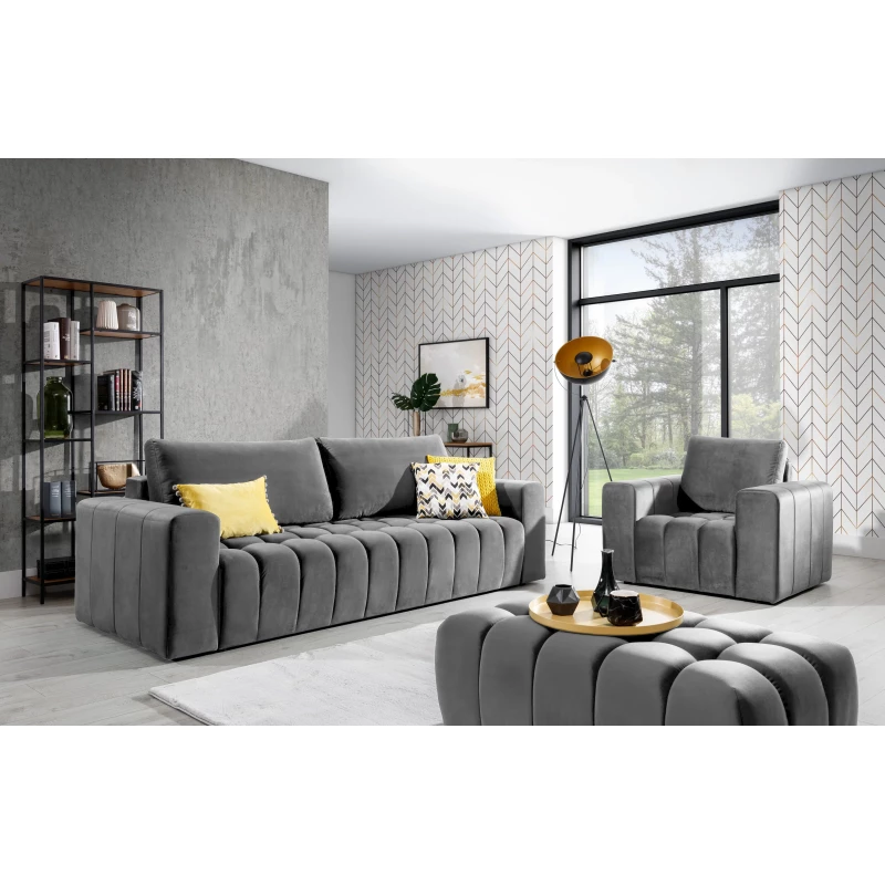 Sedací sestava s taburetem ILANIS - šedá