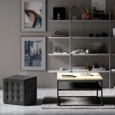 Taburet kostka RONAN - tmavě šedý