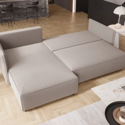 Rozkládací sedací souprava VELOURA - zelená, levý roh