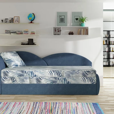 Rozkládací válenda s úložným prostorem 80x180 RESTARA - vzorovaná / modrá, levá
