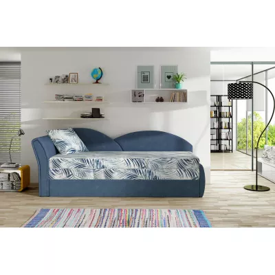 Rozkládací válenda s úložným prostorem 80x180 RESTARA - vzorovaná / modrá, levá
