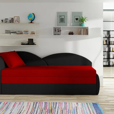 Rozkládací válenda s úložným prostorem 80x180 RESTARA - červená / černá, levá