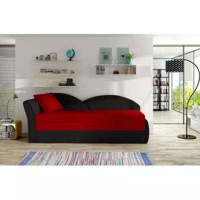 Rozkládací válenda s úložným prostorem 80x180 RESTARA - červená / černá, levá