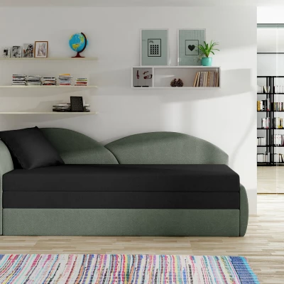 Rozkládací válenda s úložným prostorem 80x180 RESTARA - černá / šedá, levá