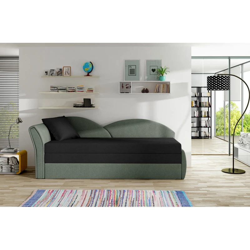 Rozkládací válenda s úložným prostorem 80x180 RESTARA - černá / šedá, levá