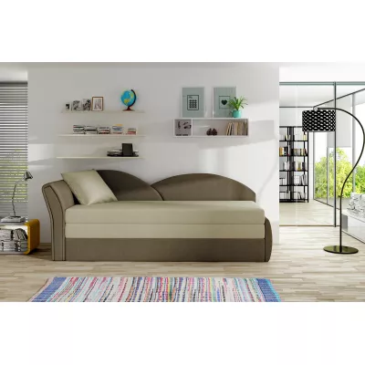 Rozkládací válenda s úložným prostorem 80x180 RESTARA - béžová / tmavě hnědá, levá