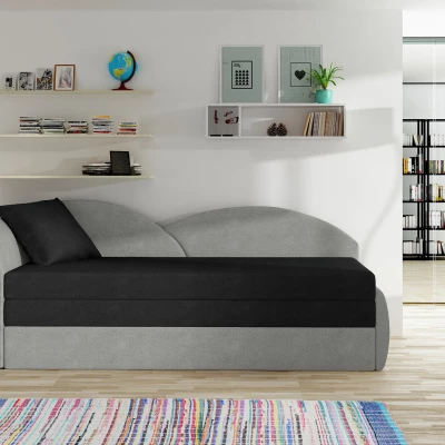 Rozkládací válenda s úložným prostorem 80x180 RESTARA - černá / světle šedá, levá