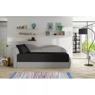 Rozkládací válenda s úložným prostorem 80x180 RESTARA - černá / světle šedá, levá