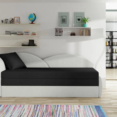 Rozkládací válenda s úložným prostorem 80x180 RESTARA - černá / bílá, levá