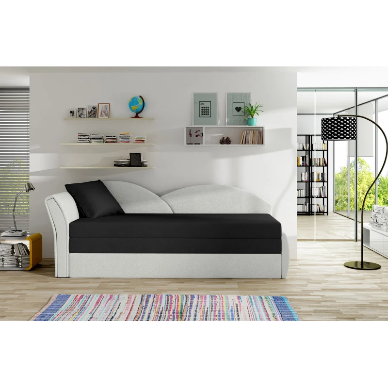 Rozkládací válenda s úložným prostorem 80x180 RESTARA - černá / bílá, levá