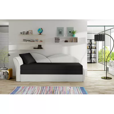 Rozkládací válenda s úložným prostorem 80x180 RESTARA - černá / bílá, levá