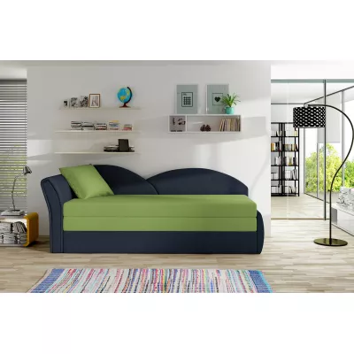 Rozkládací válenda s úložným prostorem 80x180 RESTARA - zelená / tmavě modrá, levá