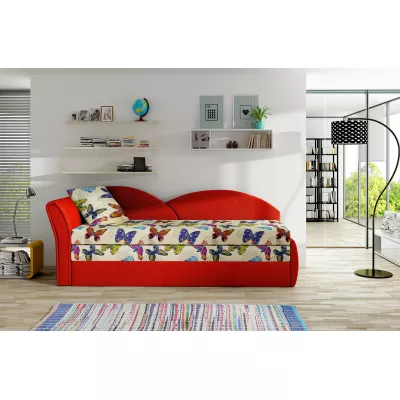 Rozkládací válenda s úložným prostorem 80x180 RESTARA - vzorovaná / červená, levá