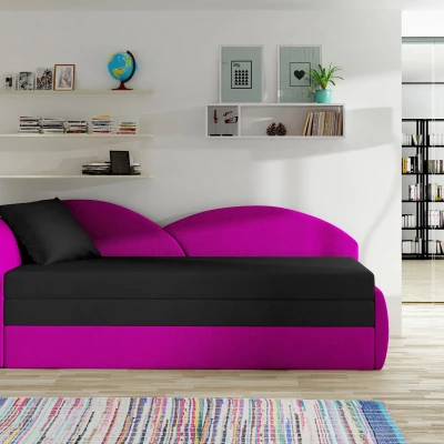 Rozkládací válenda s úložným prostorem 80x180 RESTARA - černá / růžová, levá