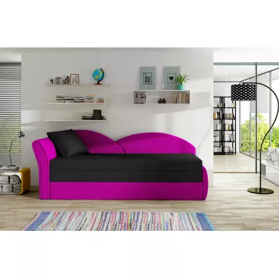 Rozkládací válenda s úložným prostorem 80x180 RESTARA - černá / růžová, levá