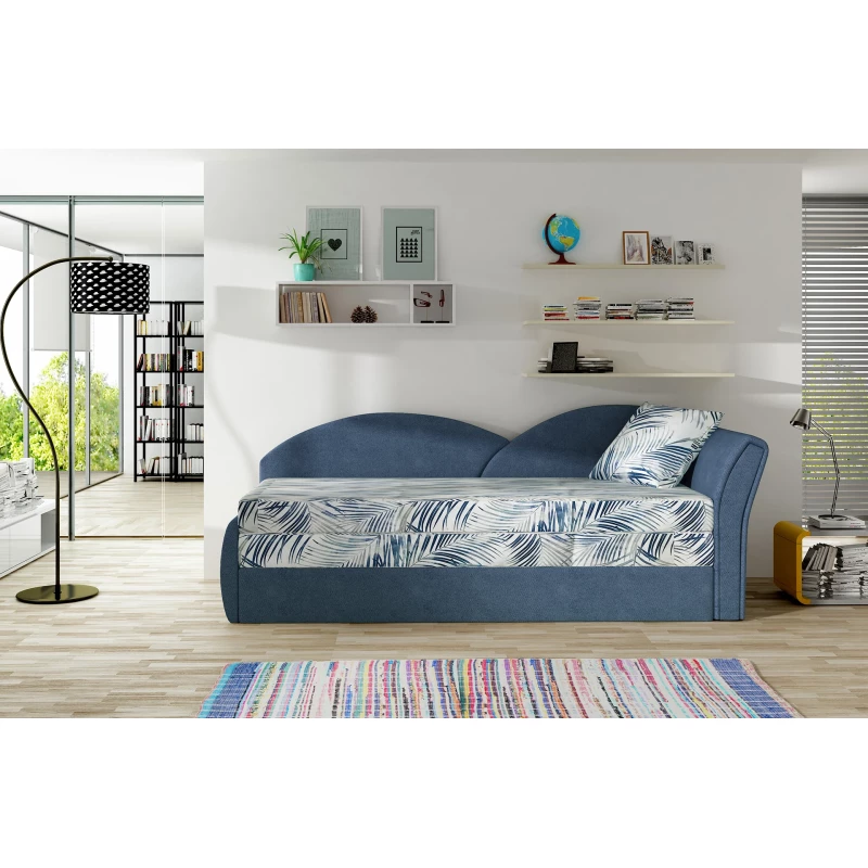 Rozkládací válenda s úložným prostorem 80x180 RESTARA - vzorovaná / modrá, pravá