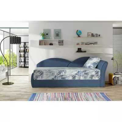Rozkládací válenda s úložným prostorem 80x180 RESTARA - vzorovaná / modrá, pravá