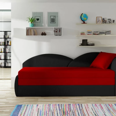Rozkládací válenda s úložným prostorem 80x180 RESTARA - červená / černá, pravá