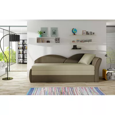 Rozkládací válenda s úložným prostorem 80x180 RESTARA - béžová / tmavě hnědá, pravá