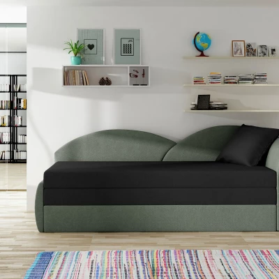 Rozkládací válenda s úložným prostorem 80x180 RESTARA - černá / šedá, pravá