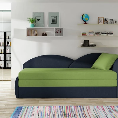 Rozkládací válenda s úložným prostorem 80x180 RESTARA - zelená / tmavě modrá, pravá