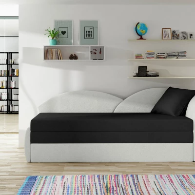 Rozkládací válenda s úložným prostorem 80x180 RESTARA - černá / bílá, pravá