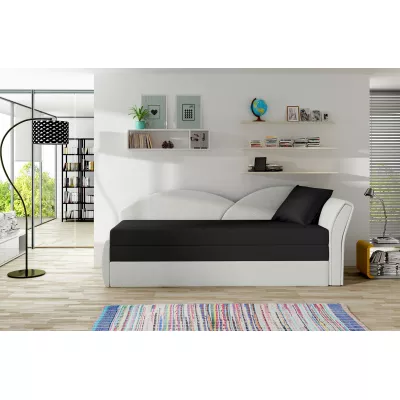Rozkládací válenda s úložným prostorem 80x180 RESTARA - černá / bílá, pravá