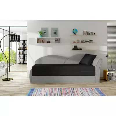 Rozkládací válenda s úložným prostorem 80x180 RESTARA - černá / světle šedá, pravá