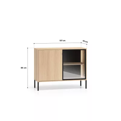Komoda s prosklenými dvířky CALLISTA - dub