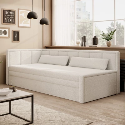 Rozkládací válenda s úložným prostorem 75x200 SLORA - bílá, levé provedení