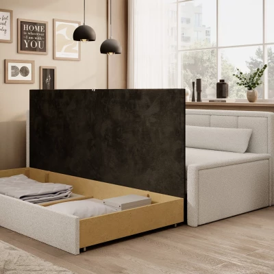 Rozkládací válenda s úložným prostorem 75x200 SLORA - bílá, levé provedení