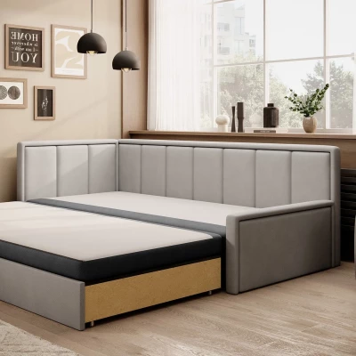Rozkládací válenda s úložným prostorem 75x200 SLORA - tmavě šedá / světle šedá, levé provedení