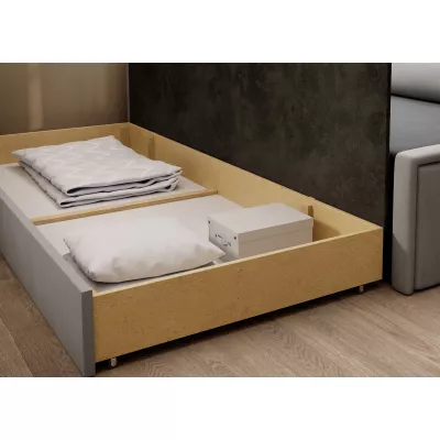 Rozkládací válenda s úložným prostorem 75x200 SLORA - tmavě šedá / světle šedá, levé provedení