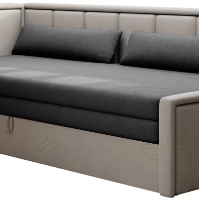 Rozkládací válenda s úložným prostorem 75x200 SLORA - tmavě šedá / světle šedá, levé provedení