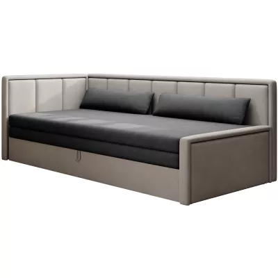 Rozkládací válenda s úložným prostorem 75x200 SLORA - tmavě šedá / světle šedá, levé provedení