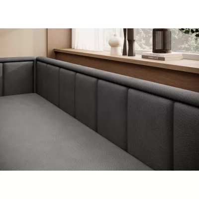 Rozkládací válenda s úložným prostorem 75x200 SLORA - tmavě šedá / černá, levé provedení