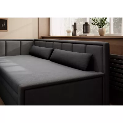 Rozkládací válenda s úložným prostorem 75x200 SLORA - tmavě šedá / černá, levé provedení