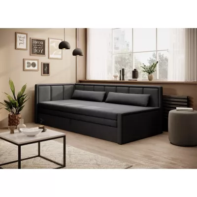 Rozkládací válenda s úložným prostorem 75x200 SLORA - tmavě šedá / černá, levé provedení
