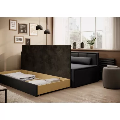 Rozkládací válenda s úložným prostorem 75x200 SLORA - tmavě šedá / černá, levé provedení