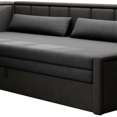 Rozkládací válenda s úložným prostorem 75x200 SLORA - tmavě šedá / černá, levé provedení