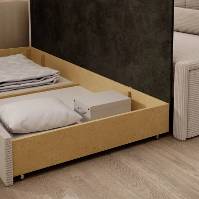 Rozkládací válenda s úložným prostorem 75x200 SLORA - světle béžová, levé provedení