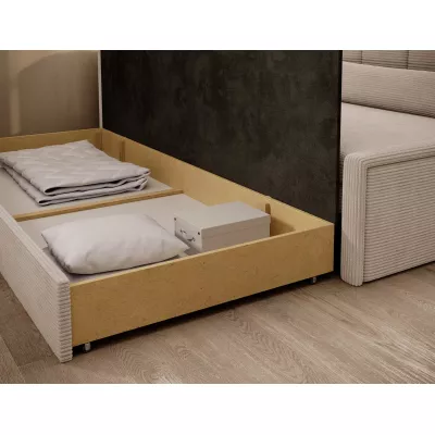 Rozkládací válenda s úložným prostorem 75x200 SLORA - světle béžová, levé provedení
