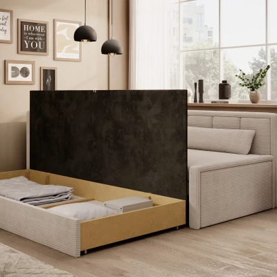 Rozkládací válenda s úložným prostorem 75x200 SLORA - světle béžová, levé provedení