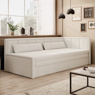 Rozkládací válenda s úložným prostorem 75x200 SLORA - bílá, pravé provedení
