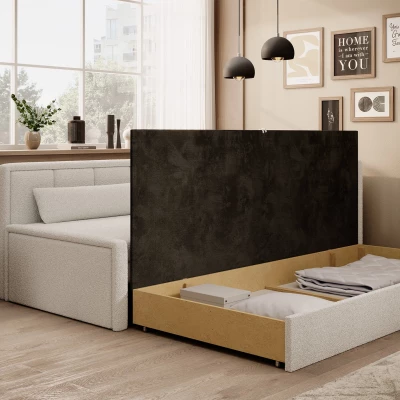 Rozkládací válenda s úložným prostorem 75x200 SLORA - bílá, pravé provedení