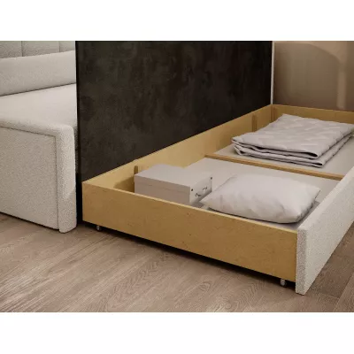 Rozkládací válenda s úložným prostorem 75x200 SLORA - bílá, pravé provedení