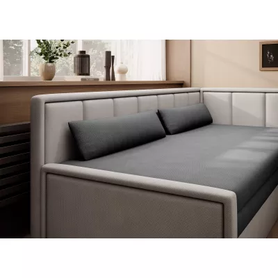 Rozkládací válenda s úložným prostorem 75x200 SLORA - tmavě šedá / světle šedá, pravé provedení