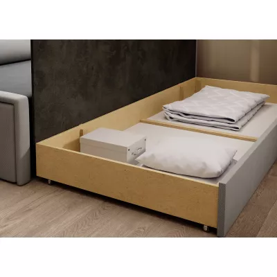 Rozkládací válenda s úložným prostorem 75x200 SLORA - tmavě šedá / světle šedá, pravé provedení