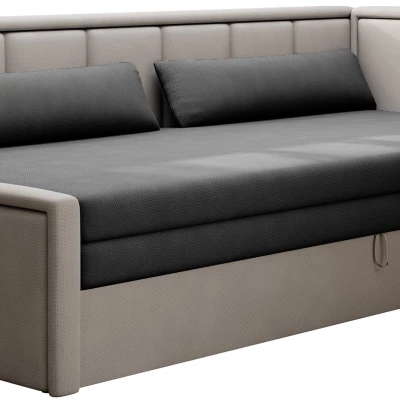 Rozkládací válenda s úložným prostorem 75x200 SLORA - tmavě šedá / světle šedá, pravé provedení