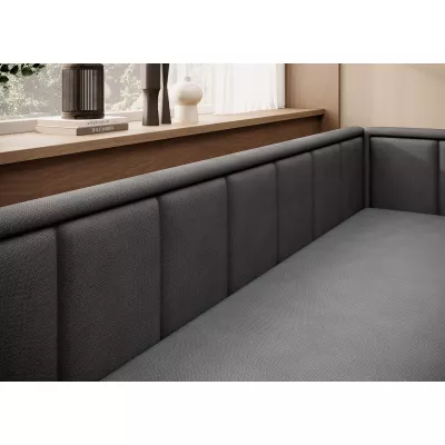Rozkládací válenda s úložným prostorem 75x200 SLORA - tmavě šedá / černá, pravé provedení